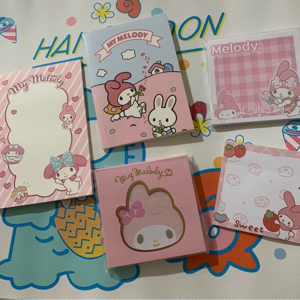My Melody Mini Notebook, Memo Pads and Sticky Notes Set